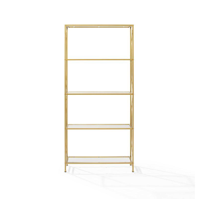 76" Helena Etagere Gold - Crosley: Sturdy Steel Frame, Curved Accents, 4 Clear Glass Shelves