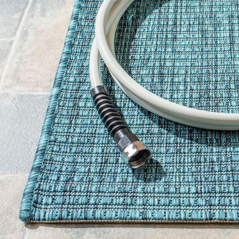 Courtyard CY8403 Power Loomed Indoor/Outdoor Area Rug - Grey/Aqua - 6'7"x6'7" - Safavieh.