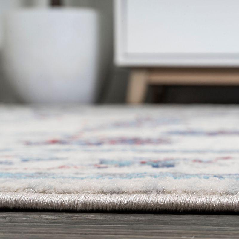 3' X 5' Modern Persian Vintage Moroccan Traditional Area Rug, Ivory/Blue/Red - JONATHAN Y