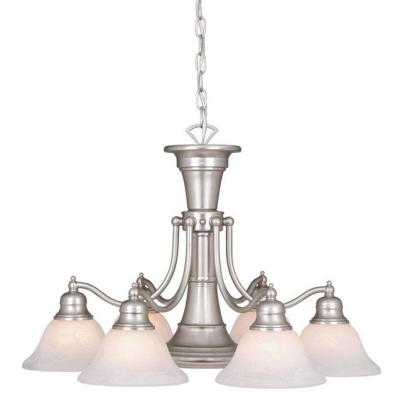 Brushed Nickel 7-Light Chandelier with Alabaster Glass Shades