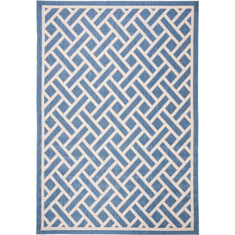 Courtyard CY6306 Power Loomed Indoor/Outdoor Area Rug - Blue/Light Beige - 6'7"x9'6" - Safavieh.