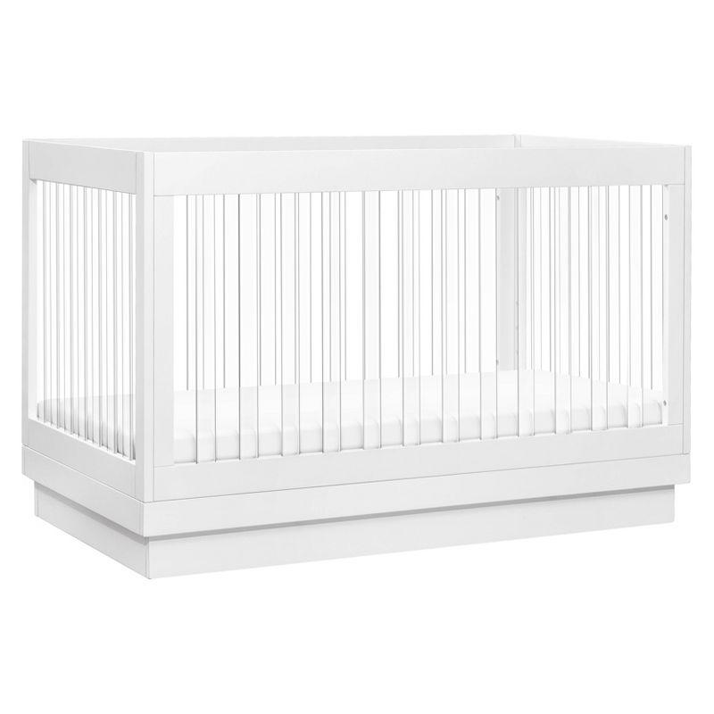 Babyletto Harlow White Acrylic 3-in-1 Convertible Baby Crib with Toddler Bed Conversion Kit
