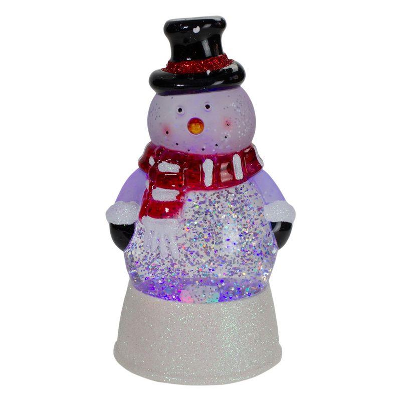 7.5" LED Lighted Color Changing Snowman Christmas Glitter Snow Globe