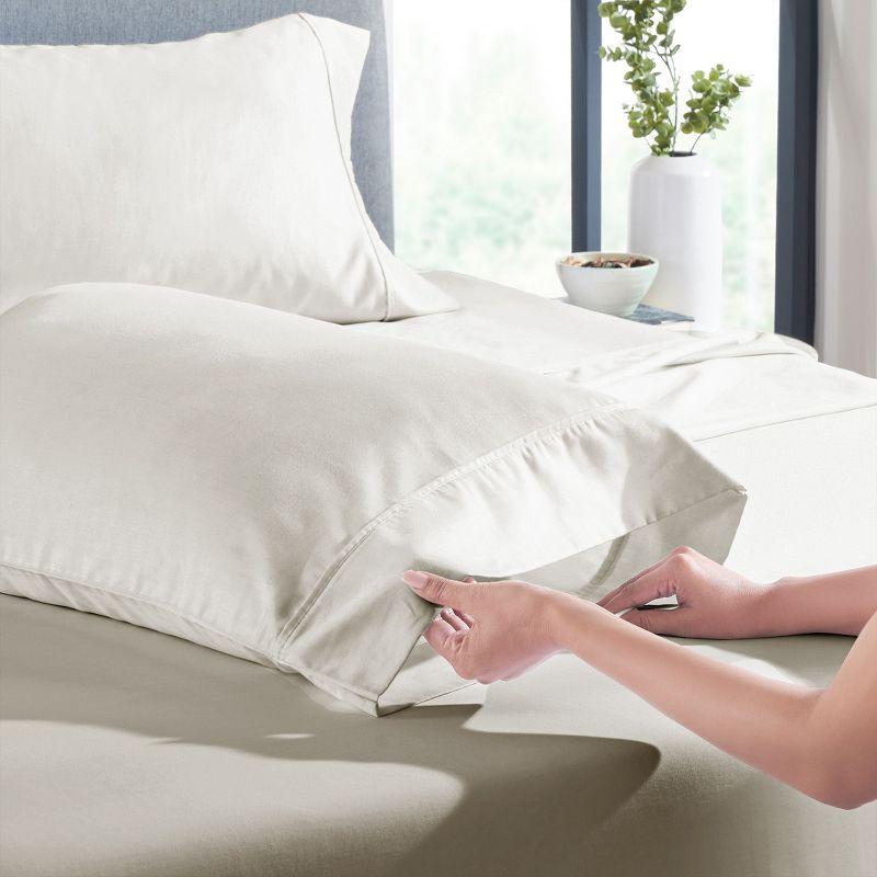 400 Thread Count Pillowcases, 100% Cotton Sateen, Soft & Cooling by California Design Den - Ivory, Standard/Queen Pillowcases