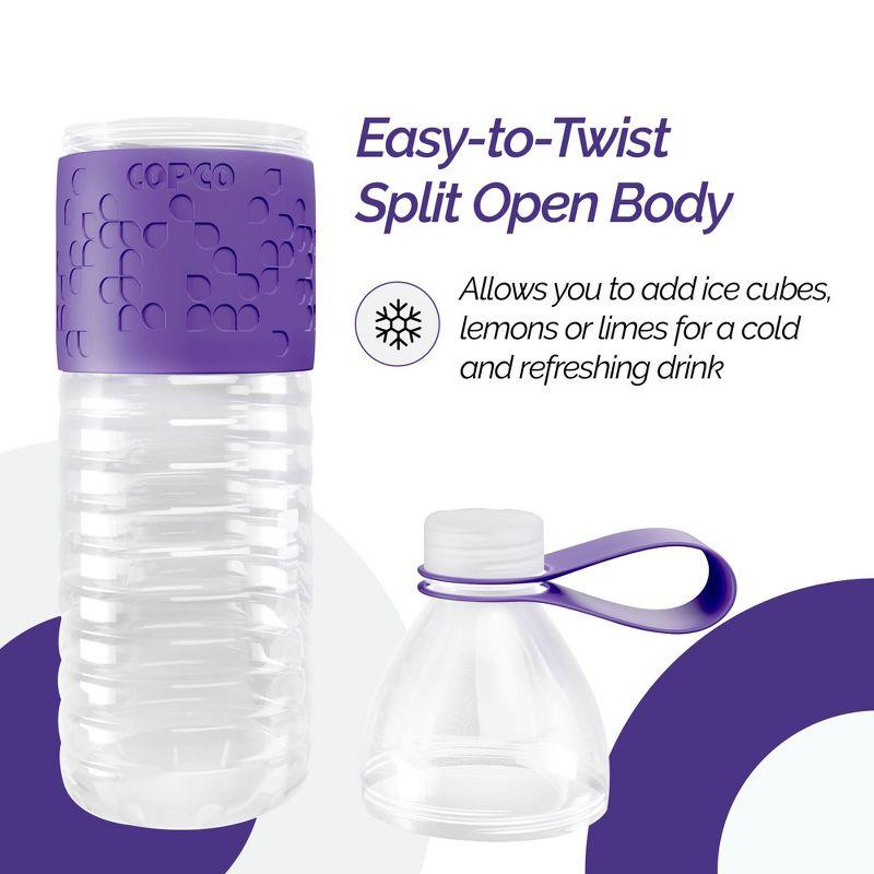 Copco Hydra Sports Water Bottle 20 Ounce Non Slip Sleeve BPA Free Tritan Plastic Reusable - Purple 2510-2194