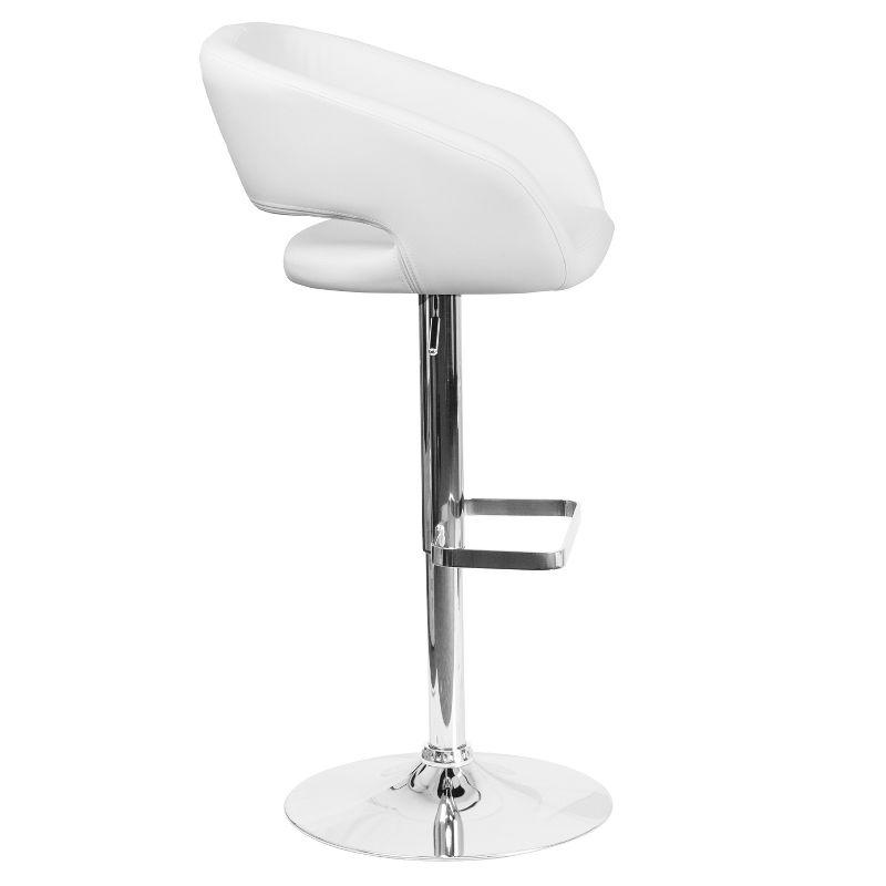 Contemporary White Vinyl Adjustable Swivel Barstool with Chrome Base