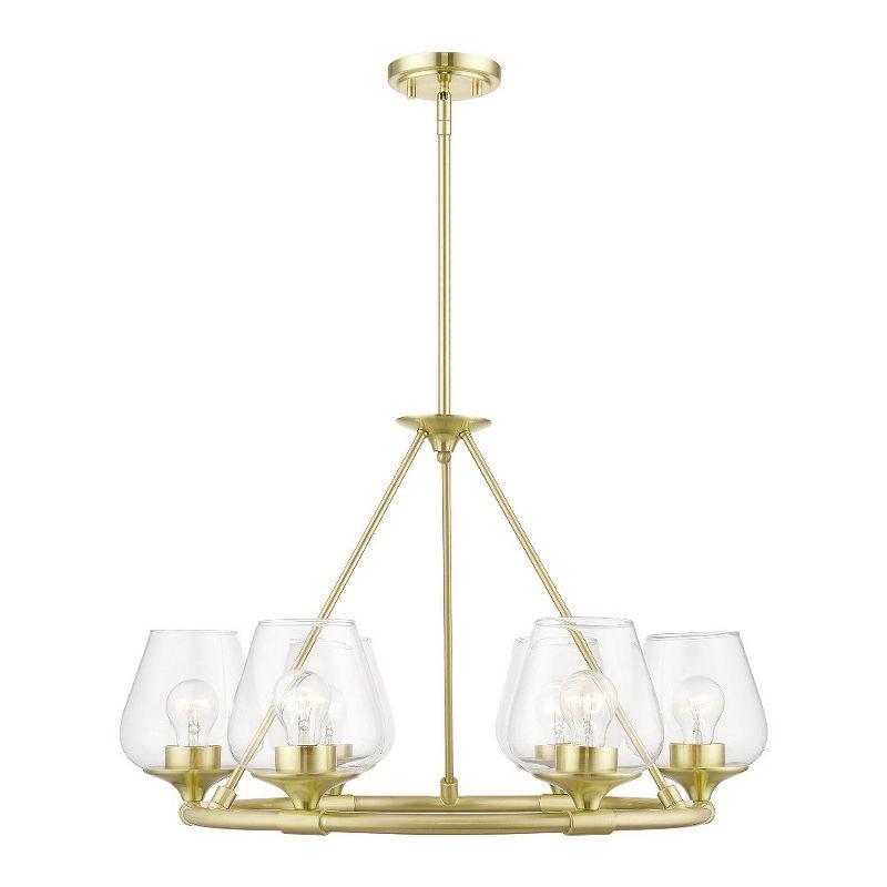 Elegant Willow 6-Light Chandelier with Clear Glass in Satin Brass