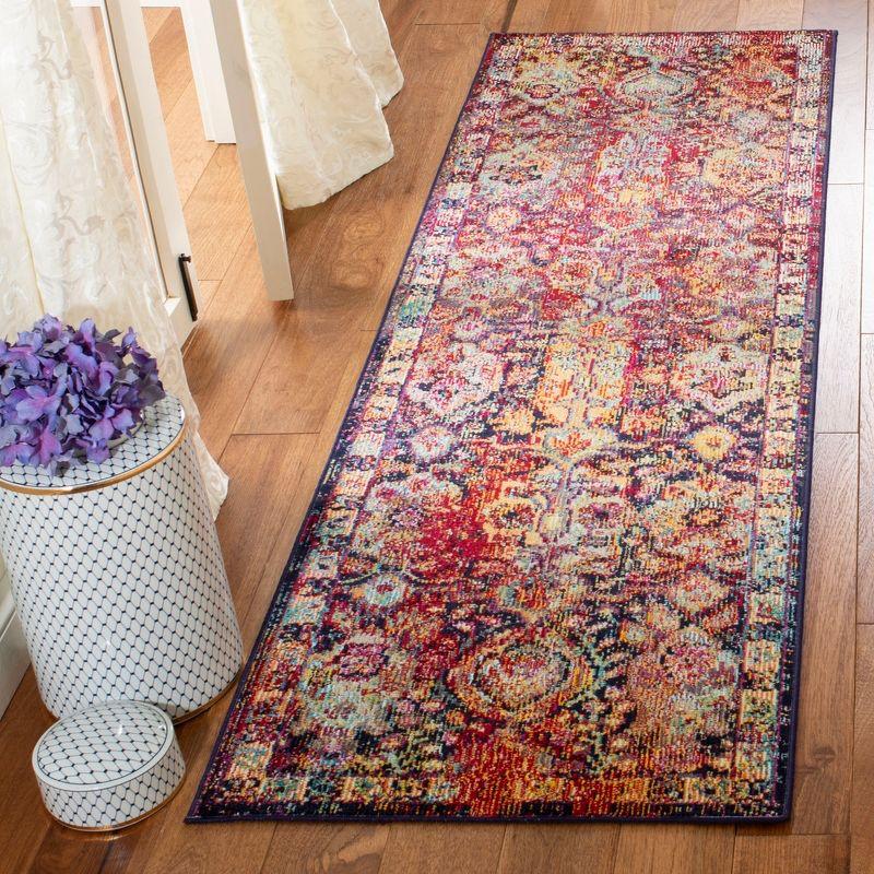 Crystal CRS505 Power Loomed Runner Rug - Navy/Orange - 2'2"x7' - Safavieh.