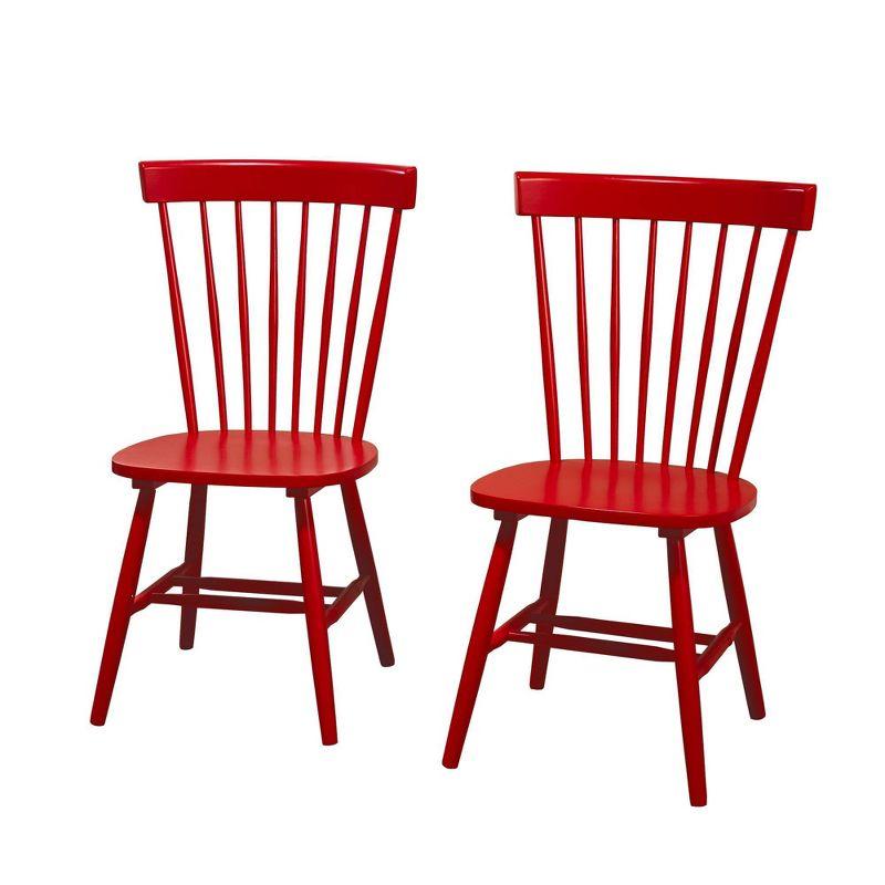 Buylateral Set of 2 Venice Farmhouse Solid Wood Spindle Dining Chairs Red: Solid Rubberwood, Unupholstered