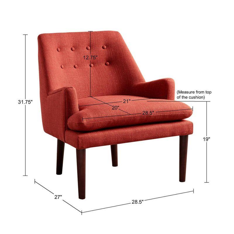 Spice Mid-Century Upholstered Accent Chair with Wood Legs