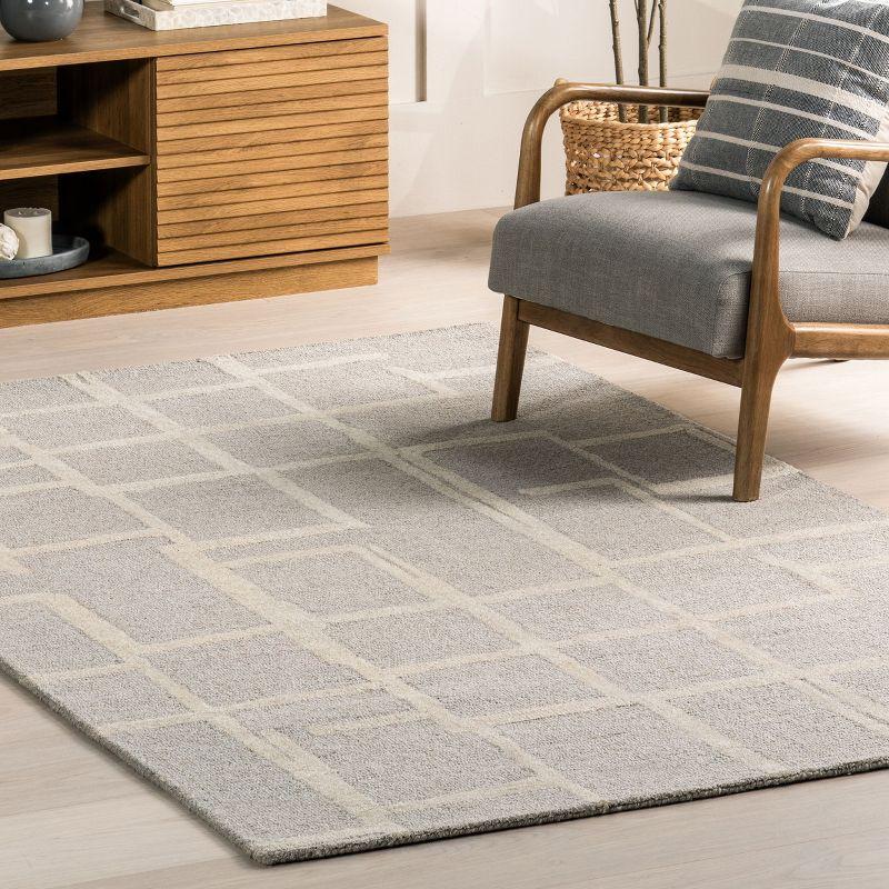 Nuloom James Geometric 5x8 Wool Indoor Area Rug for Living Room Bedroom Dining Room Kitchen, Grey