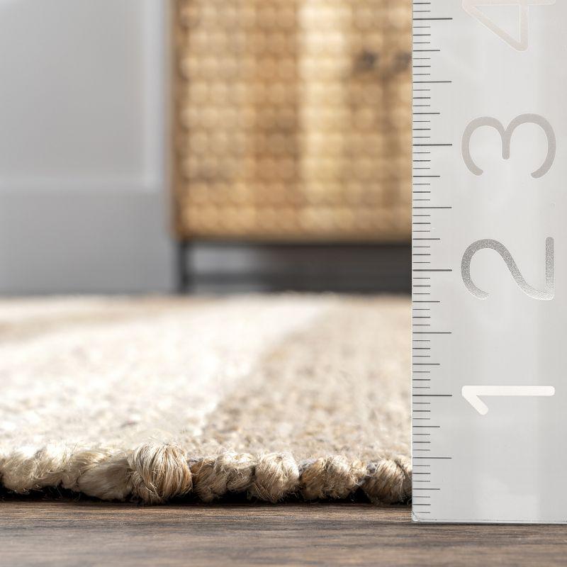 Handwoven Off-White and Stripe Jute Runner Rug, 2'6" x 6'