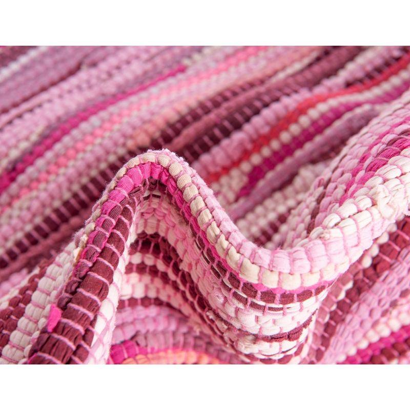 Handmade Pink Striped Cotton Reversible Area Rug