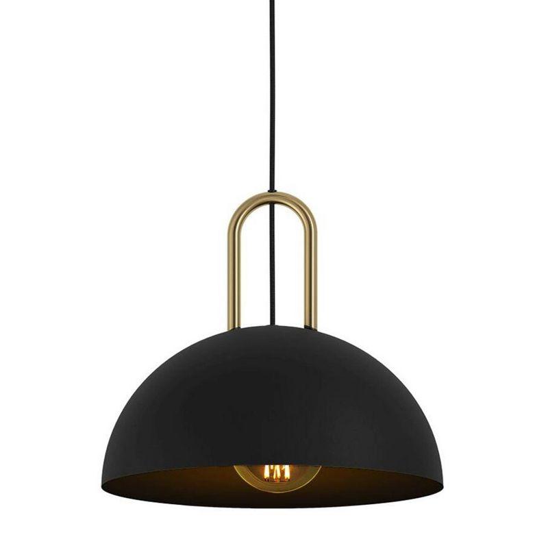 Calmanera Pendant Structured Black Finish - EGLO: Dome Shade, Brushed Brass Accents, ETL Listed