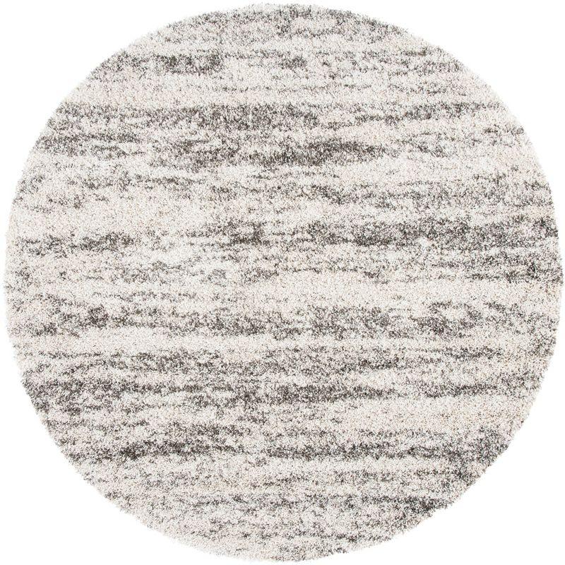 Hudson Shag SGH206 Power Loomed Area Rug - Ivory/Grey - 7' round - Safavieh.