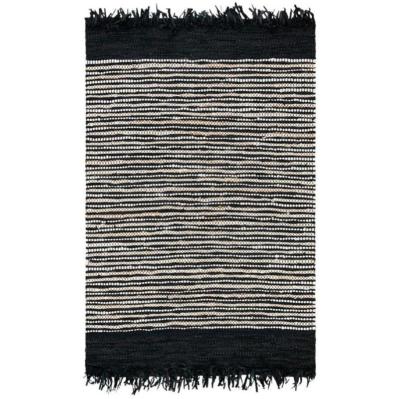 Vintage Leather VTL373 Hand Woven Indoor Area Rug - Black/Multi - 4'x6' - Safavieh.