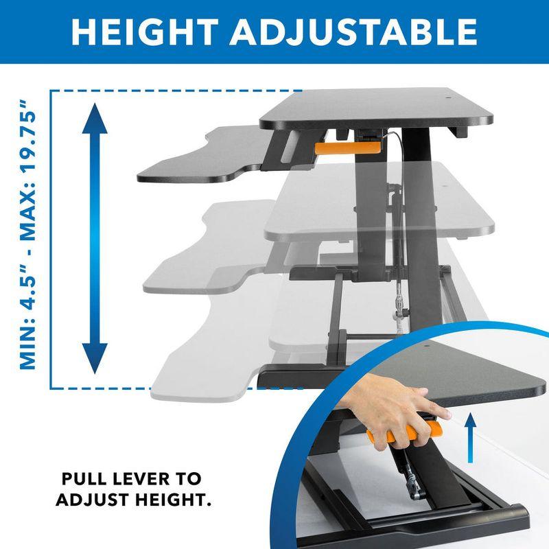 Mount-It! Height Adjustable Standing Desk Converter, 37.4" L x 15.9" D, 37 lbs. Capacity