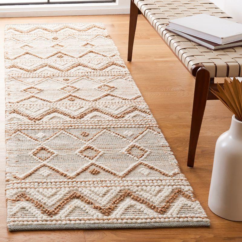 Ivory and Natural Hand-Tufted Wool Runner Rug