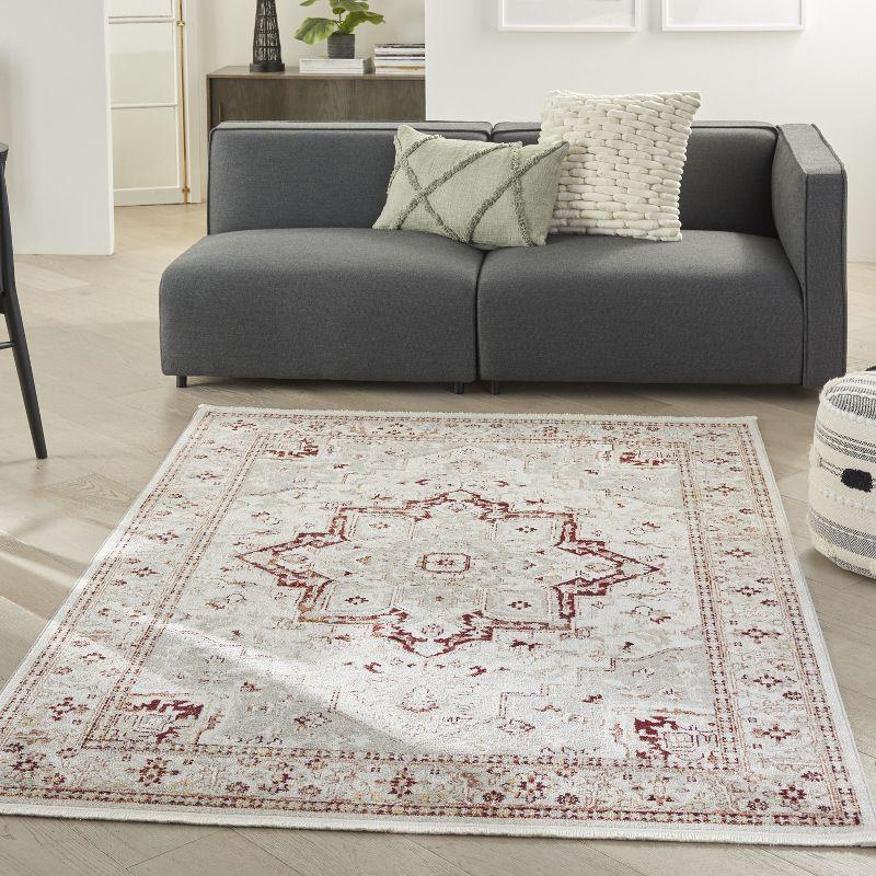 Geneva Brick Red and Silver 4' x 6' Synthetic Persian Rug