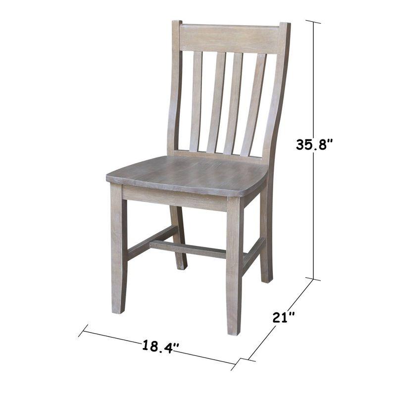 3pc Solid Wood 30"x30" Round Pedestal Dining Table and 2 Cafe Chairs Washed Gray Taupe - International Concepts