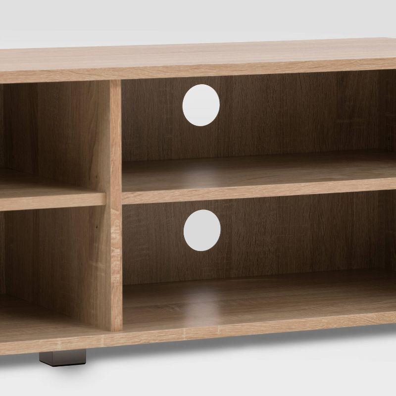 Hollywood TV Stand for TVs up to 85" with Doors Wood Grain White/Brown - CorLiving: Modern Media Console, Laminated MDF