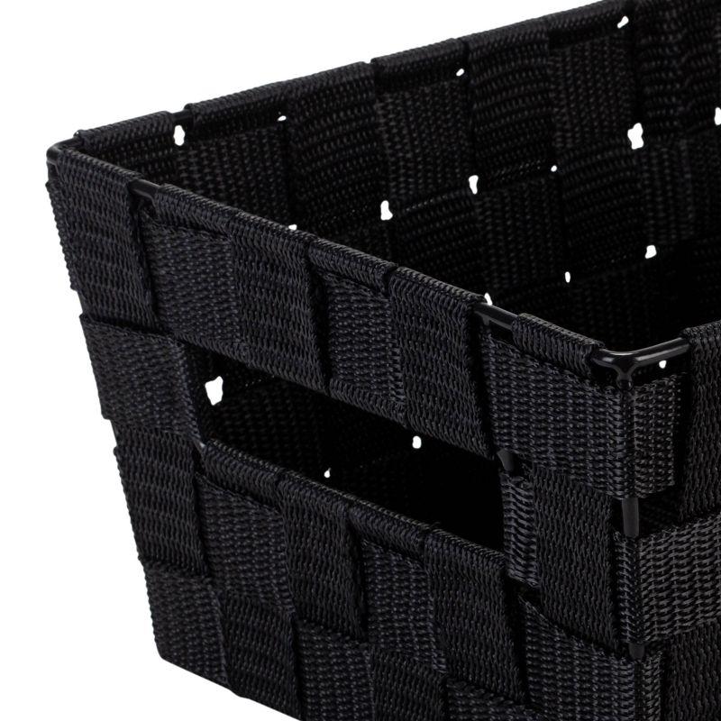 Simplify Woven Strap Extra Long Shelf Tote Black: Decorative Storage Bin, Polypropylene, 500 Volume Capacity, 14.6" Depth