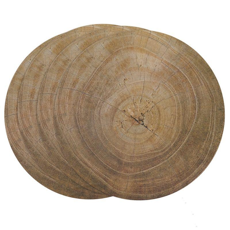 Saro Lifestyle Wood Print Placemat, 15" Round, Natural (Set of 4)