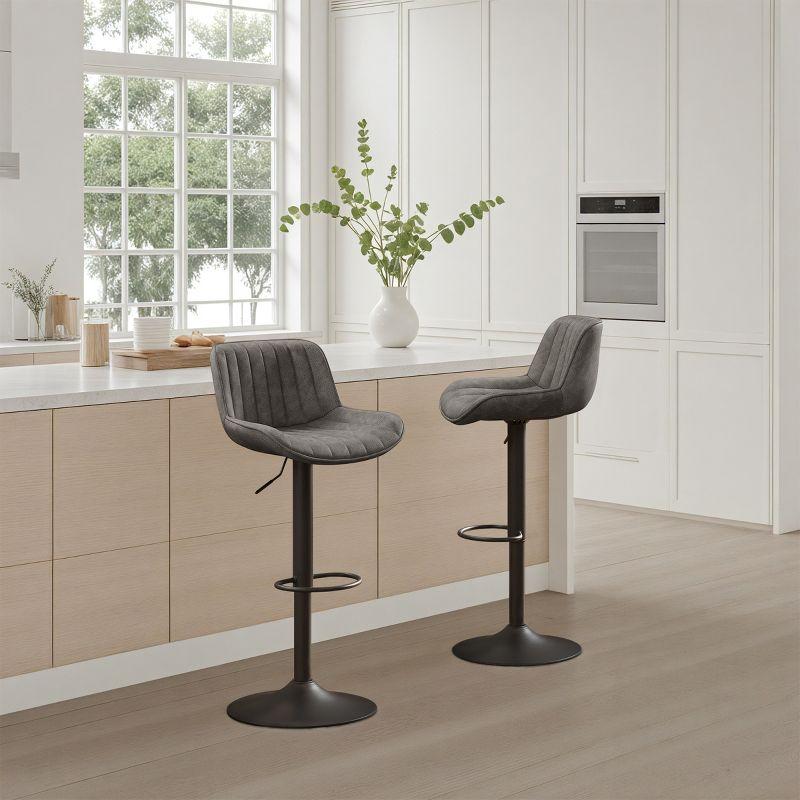 17 Stories Jaiven Swivel Upholstered Adjustable Height Counter Stool with Metal Frame (Set of 2)