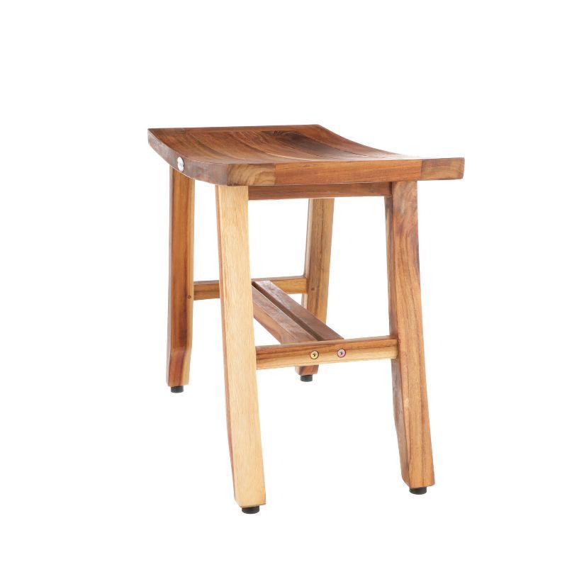 24" Satori ED992 Wide Teak Shower Stool for Shaving Legs - EcoDecors: Rectangular Bathroom Bench, 250lb Capacity