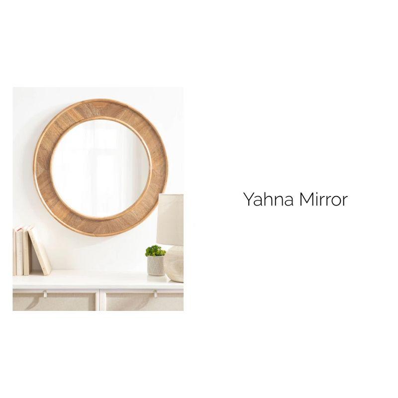 28"x28" Yahna Round Wall Mirror Natural - Kate & Laurel All Things Decor: Mango Wood Frame, Wall Mount