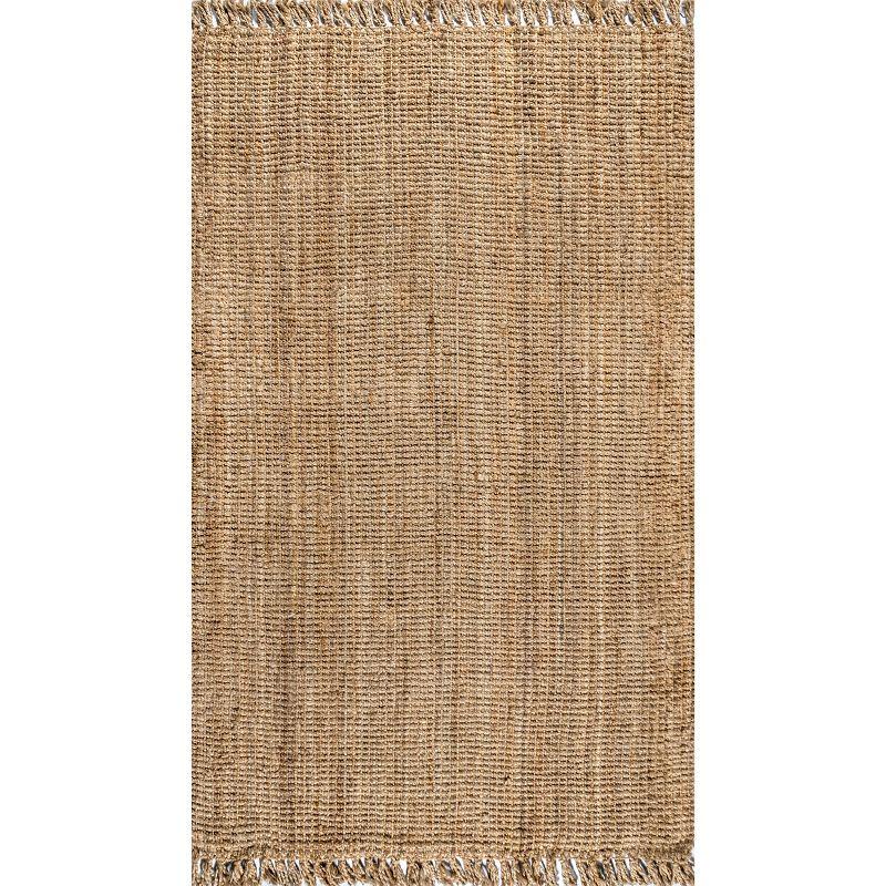 Handmade Reversible Light Blue Braided Jute Area Rug - 8.5x62 in