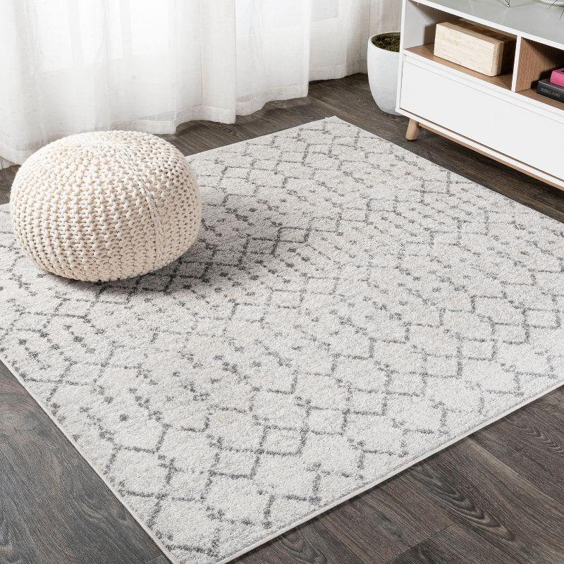 JONATHAN Y Moroccan HYPE Boho Vintage Diamond Cream/Gray 5' Square Area Rug