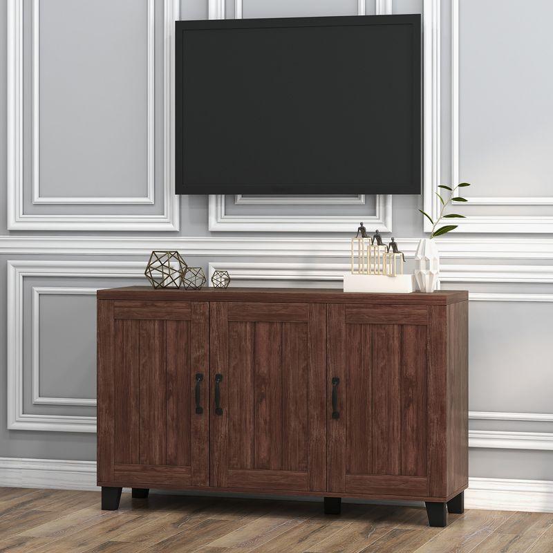 Costway 3-Door Buffet Sideboard Storage Credenza Cabinet Console Adjustable Shelf Brown