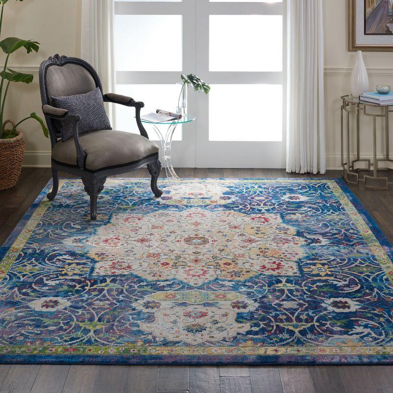 Handmade Blue Medallion Synthetic 8' x 10' Area Rug