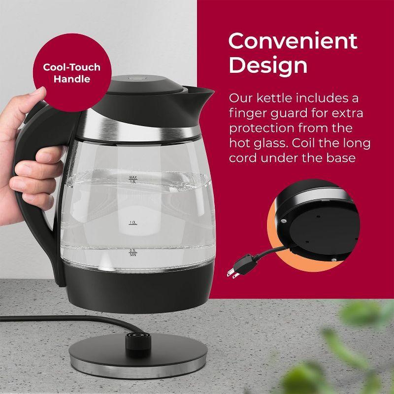 MuellerLiving Mueller Living Electric Kettle, Electric Tea Kettle for Boiling Water, 1500W SpeedBoil Teach Automatic Shutoff, 1.8L Cordless with LED Light, Borosilicate Glass Tea Kettle Pot Water Heater, BPA Free