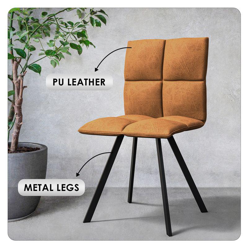 LeisureMod Wesley Modern Vegan Leather Dining Chair with Black Metal Legs - Durable and Easy to Clean, Perfect for Dining Rooms, Light Brown