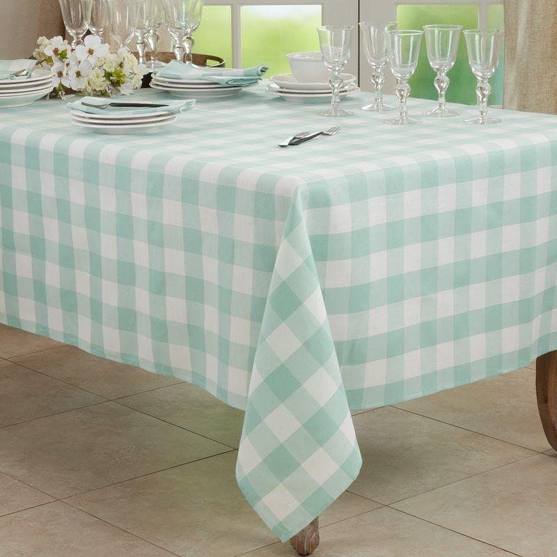 Saro Lifestyle Buffalo Plaid Cotton Blend Tablecloth, Green, 70" x 70"