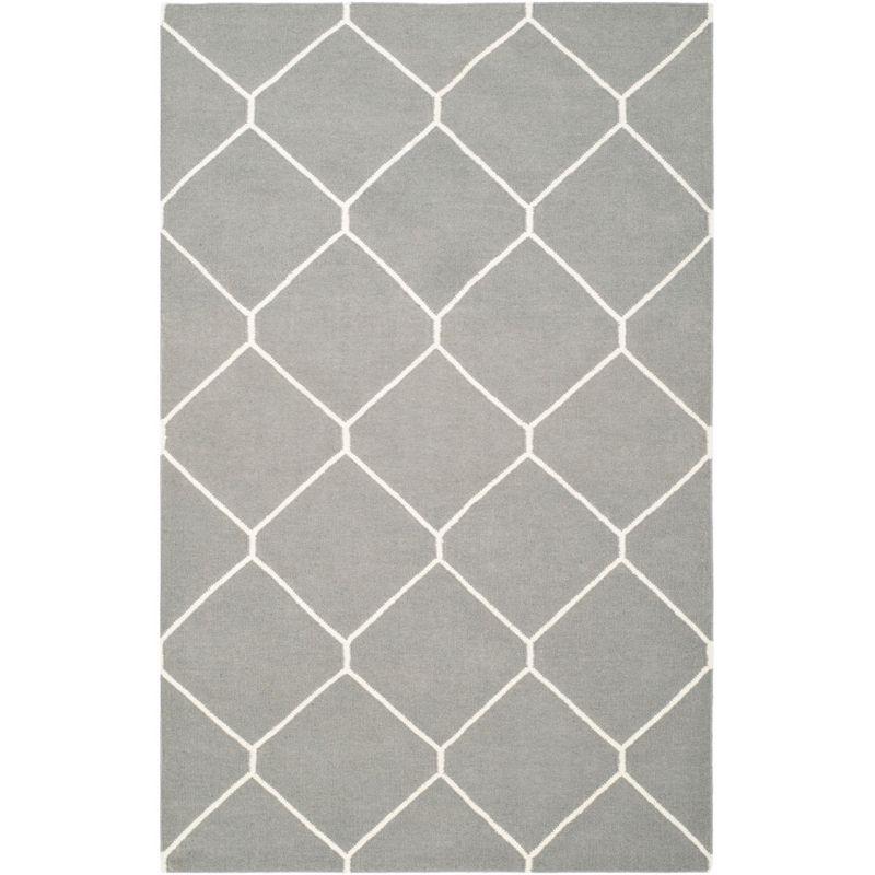 Dhurries DHU635 Hand Woven Area Rug - Grey/Ivory - 5'x8' - Safavieh.