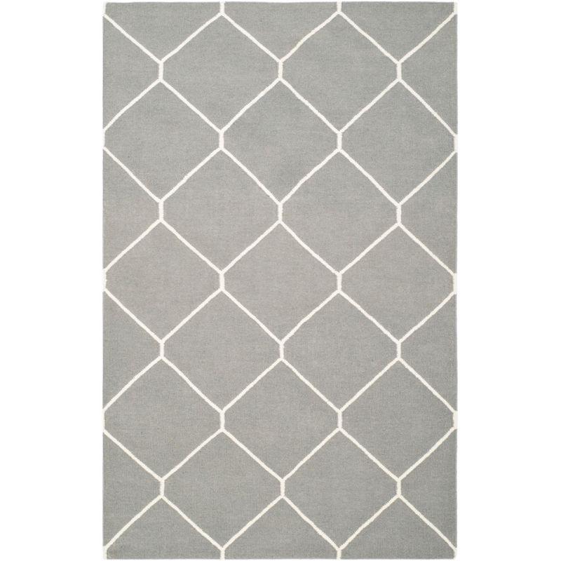 Handwoven Ivory Wool Square Flatweave Rug - 5'x8'