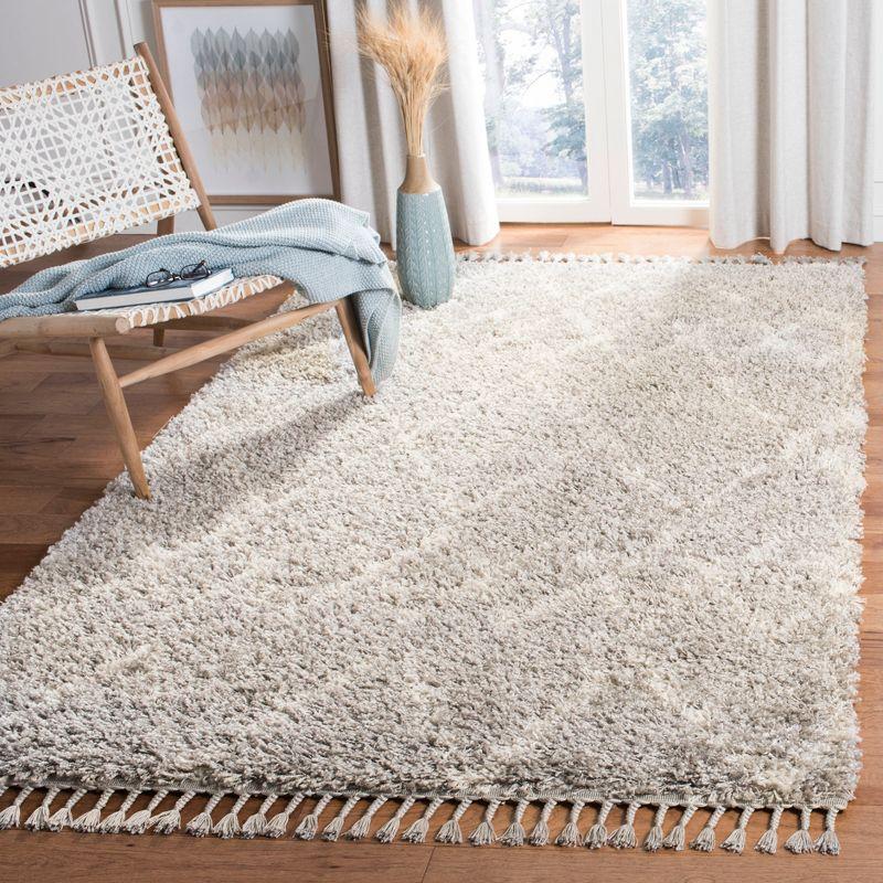 Pro Lux Shag PLX434 Power Loomed Indoor Area Rug - 5'x8' - Grey/Cream - Safavieh