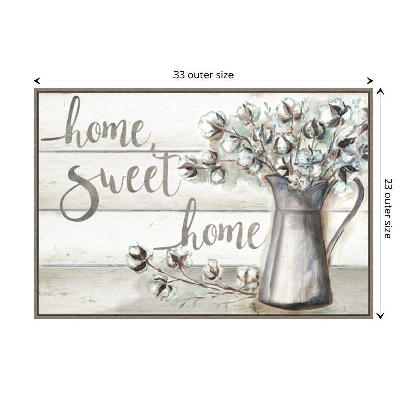 Amanti Art Framed Farmhouse Cotton Home Sweet Home by Tre Sorelle Studios Canvas Wall Art Print (33 in. W x 23 in. H), Sylvie Greywash Frame