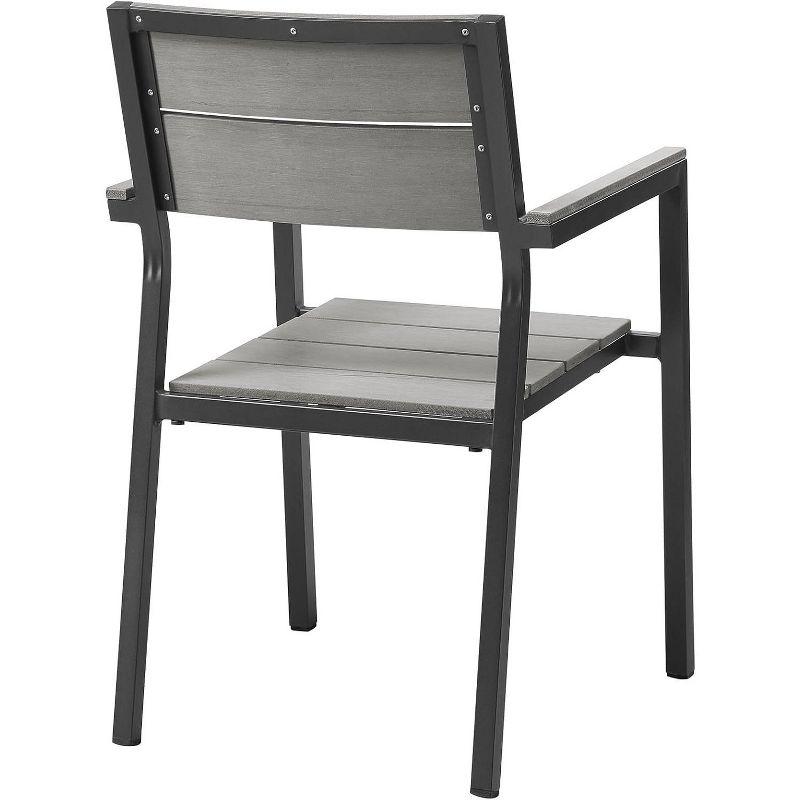 Modway Maine Outdoor Patio Dining Armchair – All-Weather Aluminum Frame Chair with Slatted Back and Armrests