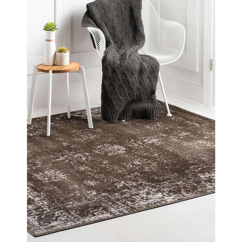 Casino Sofia 6' 1" Square Brown Indoor Easy-Care Rug