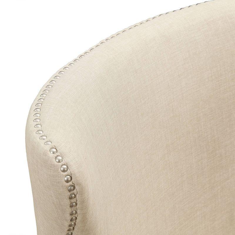 Transitional Cream Winged Accent Chair with Silver Nailhead Trim