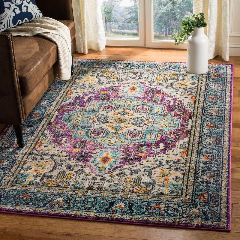 Bohemian Chic Light Blue Synthetic 6'7" x 9'2" Area Rug