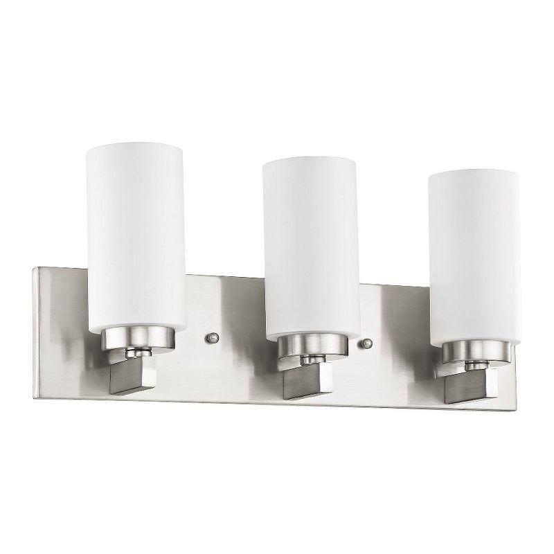 Brushed Nickel 3-Light Vanity with Satin Opal Glass