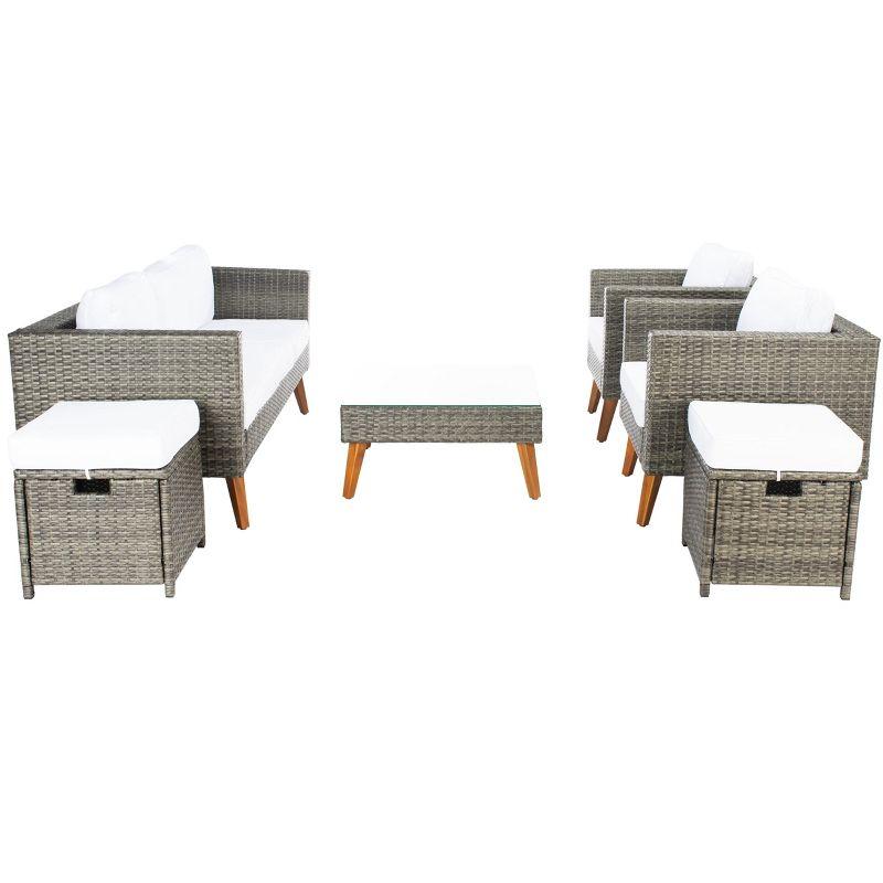 Presla 6 Pc Living Set - Indoor/Outdoor - PAT7715 - Grey Brown/White - Safavieh