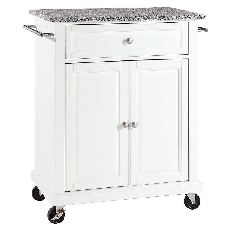Crosley Solid Granite Top Portable Kitchen Cart/Island White: Hardwood Frame, Adjustable Shelves, Universal Storage