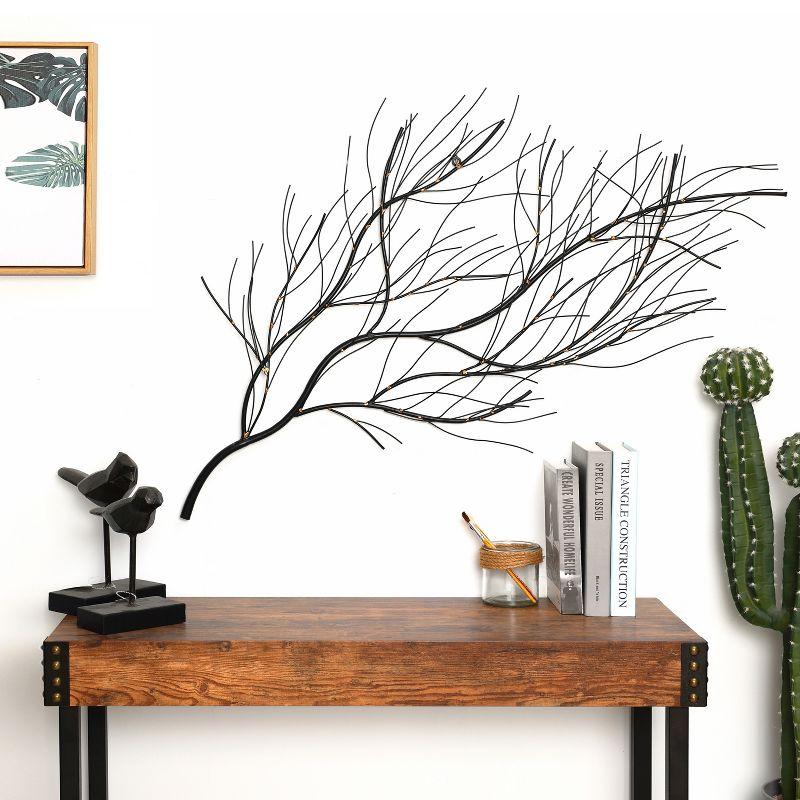 LuxenHome Black with Gold Metal Branch Wall Art Home Decor