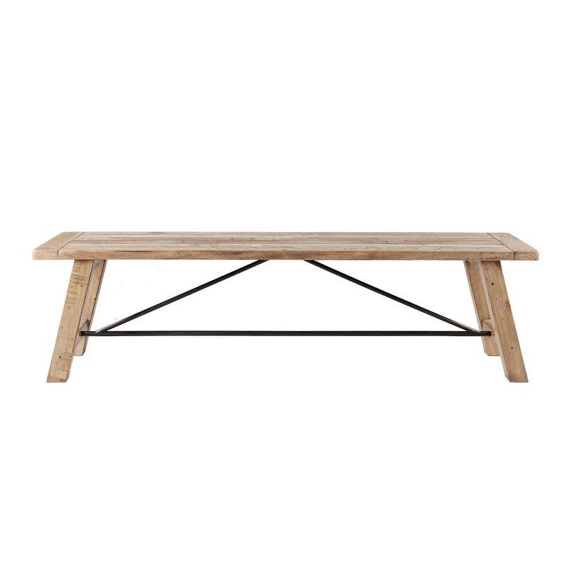Ink+Ivy Sonoma Dining Bench Natural: Mid-Century Modern Pine & Metal Frame, Seats 2, 400lb Capacity